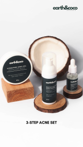 Earth & Coco Premium Acne Care Set - Salicylic Acid Foaming Cleanser Niacinamide Serum Hydrating Gel