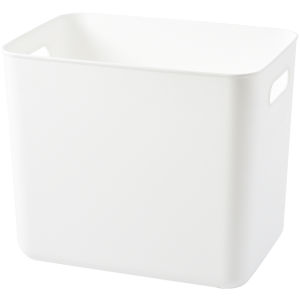 White Plastic Storage Box Kitchen Miscellaneous Items Organizer Basket Rectangular Shaped Home Desktop Storage Container