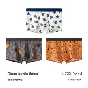 JIAZINI | Quần đùi nam cotton kháng khuẩn cạp vừa phong cách hoạt hình mùa thu 2023 quần đùi nam thoải mái thoáng khí