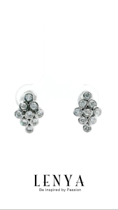 LENYA ต่างหู CZ DiamondLike  ดีไซน์เท่ห์ลุคหรูใส่ได้ทุกวัน ขนาด 2 มิล ตัวเรือนเงินแท้925 ชุบทองคำขาว