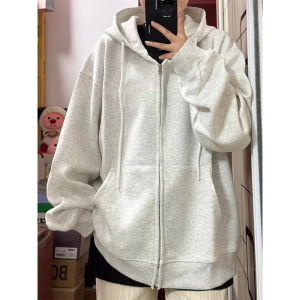 SHUQINGLAI | Áo Hoodie Dây Kéo Phong Cách Rộng Cho Nữ