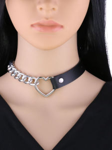 Dark Heart Belt Necklace Womens Chain Neck Choker Punk Spicy Girl Clavicle Chain Metal Splicing Necklace Fresh out Fashion Jewelry