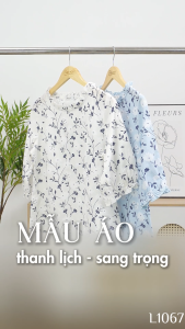 Áo kiểu thiết kế dịu dàng nữ tính với chất liệu Linen mộc in hoa đồng nội nhẹ nhàng AN4L1067 Thương hiệu Thiều Hoa