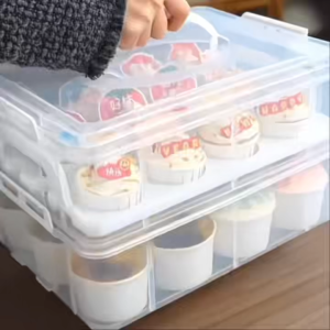 2-layer/4-layer cupcake moving storage box dessert counter storage box large capacity convenient for carrying