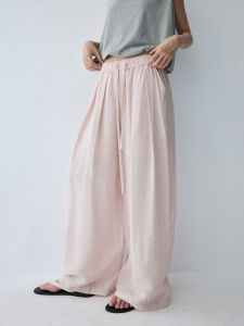 HAVERICE | Airy Textured Peach-colored Wide-leg Pants