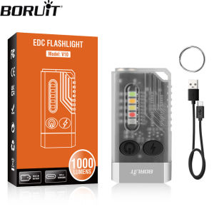 BORUiT V10 EDC Đèn Pin Móc Khóa Mini Di Động Type-C Đèn Pin LED Sạc Có Nam Châm Tia UV Chức Năng Tiếng Bíp Chống Nước Cắm Trại Bỏ Túi Đèn Lồng