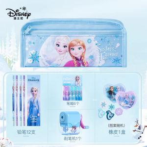 Disney Elsa Canvas Pencil Case Large Capacity Stationery Box for Girls Primary School Students Cartoon Animation Design
