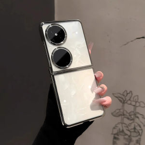 Transparent Electroplated Folding Huawei Pocket2 Phone Case Womens Style Fingerprint Resistant Protective Cover Simple Design