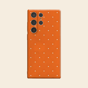 Orange White Polka Dots Luxury Fashion Full Lens Protective Case for Samsung Galaxy S26 S25 S24 A56 A36 Plus Ultra