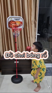 (HÌNH THẬT) Đồ chơi bóng rổ kèm trụ sắt dài 1m2 1m8 2m và đấy đủ dụng cụ lắp ráp