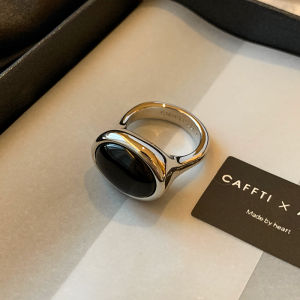 Natural Tiger Eye Gemstone Ring for Women Black Agate Rich Design Fashionable Jewelry Index Finger Ring Luxury Sensation