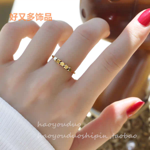 Five Small Gold Blocks Ring for Women Non-Fading Unique Design Fashionable High-End Sensation Lightweight Luxury Versatile Ring