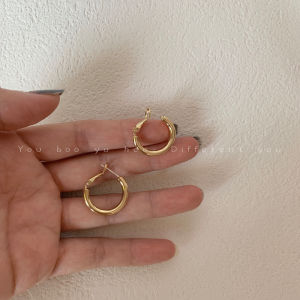 Retro Hong Kong Style Gold Plated Simple Circle Earrings: A Women's Fashion Jewelry Sensation