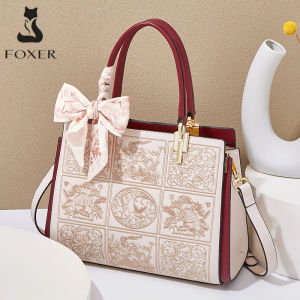 FOXER jenama wanita bahu beg kulit Crossbody beg wanita Top-handle beg dengan tali laras