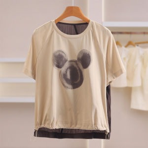 Design Flare Hem Adjustable Loose Printed T-shirt