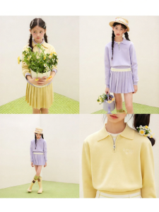 LOVESASAKIDS | Polo Collar Comfort Knit Sweater Pleated A-Line Skirt