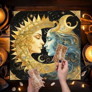 VIKAMA Pha Trăng Cây Sự Sống Bàn Thờ Vải Tarot Thẻ Khăn Trải Bàn Thiền Tâm Linh Trang Trí Để Bàn Chống Nước Có Thể Giặt Bằng Máy Thảm Vuông