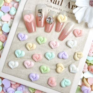 60PCS Creative Luminous Simulated Cream Heart Nail Art Charms 3D Multi-colors Glossy Peach Heart Nail Decorations for DIY Nails