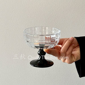 แก้วน้ำแข็งทรงกลมทรงกลวงประดับลวดลายย้อนยุคสีชมพูระดับไฮเอนด์สำหรับรับประทานอาหารเช้า แก้วน้ำนม แก้วน้ำแข็ง แก้วน้ำใส แก้วน้ำร้อน