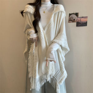 Áo Khoác Len Nữ Dáng Rộng Có Mũ Trùm Đầu Dài Vừa Phải Đầu Thu Mới Cỡ Lớn Áo Khoác Ngoài Cho Phụ Nữ Ngoại Cỡ