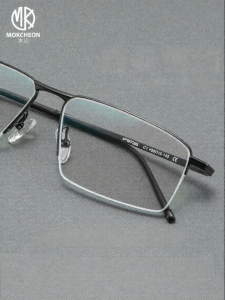 MOKCHEON | Business Men Lightweight Titanium Semi-Rimmed Square Frame Glasses 147mm