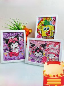 Diamond Painting Handmade DIY Sticker Childrens Material Kit Cartoon Sanrio Full Diamond Creative Stick-On Art for Girls Toy