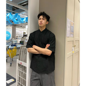 White New Chinese Short Sleeve Shirt Mens Summer Ice Silk Thin Type Sunscreen Shirt Fancy Handsome Half Sleeve Outwear