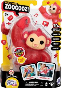 Little Live Pets Hug n Hang Zoogooz - Mookie Monkey. an Interactive Electronic Squishy Stretchy Toy Pet with 70+ Sounds & Reactions. Stretch Squish & Link Their Hands