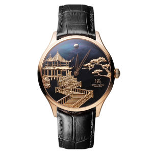 Shanghai | Mens 18k Gold Engraved Inlaid Diamonds Automatic Mechanical Watch