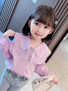 Girls Long Sleeve Shirt Spring Autumn Thin Versatile Outerwear Casual Fashionable Korean Style Baby Clothes Childrens Wear