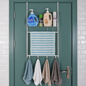 Toilet Shower Door Rear Hook Storage Rack Punch-Free Storage Rack Glass Creative Utensil Hook Clothes Rack Rack