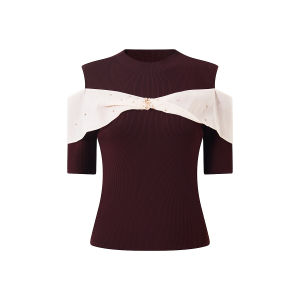 BADINA | Design Sense Off-shoulder Beaded Sweater