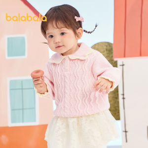 Balabala ชุดเสื้อกันหนาวแบบถักเด็กผู้หญิงน่ารักเสื้อกันหนาวขนสัตว์เสื้อกันหนาวเด็กเด็กผู้ชายใหม่2024ฤดูใบไม้ร่วง