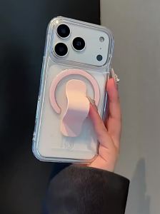 Luxury HD Clear Card Holder Bracket For Magsafe Case For iPhone 17 16 15 14 13 Pro Max Magnetic Charge Shockproof Acrylic Cover