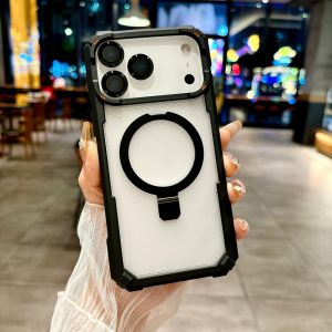 Luxury Magnetic Shockproof Phone Case For iPhone  18 12 13  Pro Max 15 14 16 Plus 17Air Funda Stand Lens Protection Clear Cover