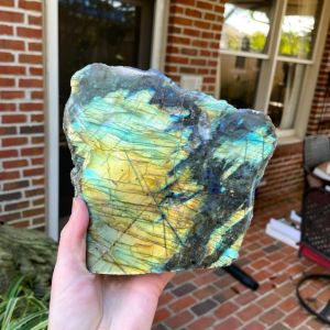 1pc rare labradorite nugget - Bohemian style high quality polished quartz mineral specimen with vivid blue and gold flecks