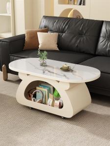 French Cream Style Rock Panel Movable Coffee Table