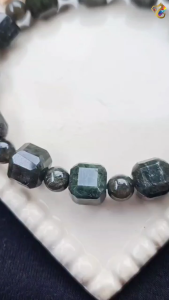 Collection Grade Green Rabbit Hair Rutilated Quartz Cube Bracelet