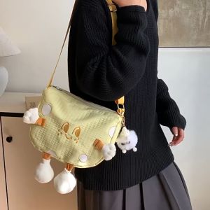 Túi vải đeo chéo nữ phô mai đi học đi chơi xinh xắn (không có móc khóa bông) LILA TCHE17