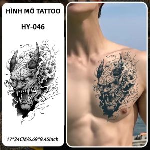 Tem Nhãn Dán Hình Xăm Tạm Thời Hannya Chống Nước Bền Lâu Chân Thực Bán Vĩnh Cửu Nghệ Thuật Body Art Giả Độ Bền 1-2 Tuần
