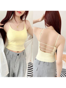 เสื้อกั๊กสายเดี่ยวผ้าไหมน้ำแข็งดopaamineสำหรับผู้หญิงในฤดูร้อน ใส่กลางแจ้ง โชว์แผ่นรองหน้าอก เซ็กซี่ ดีไซน์หลังสวยงาม เสื้อตัวบนสไตล์ไทย