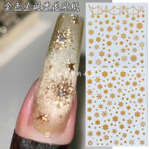 Gold Snowflake Nail Art Stickers Christmas Tree Decorations New Year Bell Red Envelope Adhesive Nail Decorations for Women