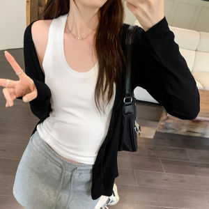 Lightweight Long Sleeve Womens Open Cardigan Air Conditioning Cover up Fashionable Design UV Protection Spring Autumn New Style