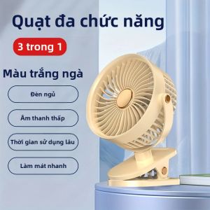 Quạt Để Bàn USB 3 Tốc Độ Điều Chỉnh Được Tích Hợp Đèn Ngủ Kẹp/giá Đỡ Để Bàn Di Động Dùng Cho Văn Phòng/cắm Trại Máy Làm Mát Không Khí Nhẹ