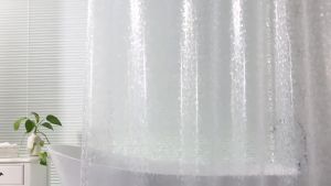 1pc PEVA 3D Clear Cobblestone Shower Curtain Liner with 3 Weighted Magnets And 12 Hooks Window Curtain Bathtub Partition