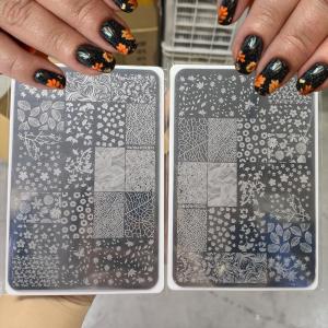 1Pcs 3D Autumn Maple Leaf Nail Stamping Plates Fall Flower Ginkgo Leaf Marble Nail Printing Template Halloween Manicure Stencil
