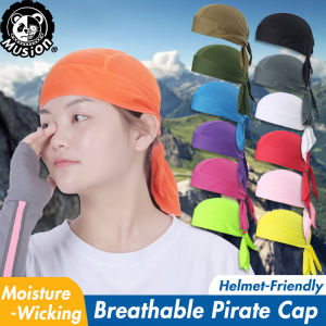 Musion Pirate Hat Durag for Men Cycling Breathable Mesh Bandana Cap Sweat Absorbent Skull Cap Helmet Inner Head Cover for Rider