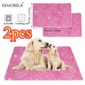 2PCS Extra Large Reusable Pet Pee Liner Non-Slip Easy Clean Mat Machine Washable Polyester for DogsRabbitsGuinea Pigs Hamster