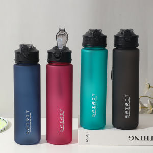 750ML Leak-Proof Sports Water Bottle with Straw and Carrying Loop BPA-Free Portable Mug with Seal Lid for Fitness Camping