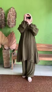 KAGALAZ ONE SET - LD 130 dan 150 JUMBO POLOS XXXL CRINKLE AIRFLOW PREMIUM TEBAL / SETELAN WANITA ADEM BUSUI